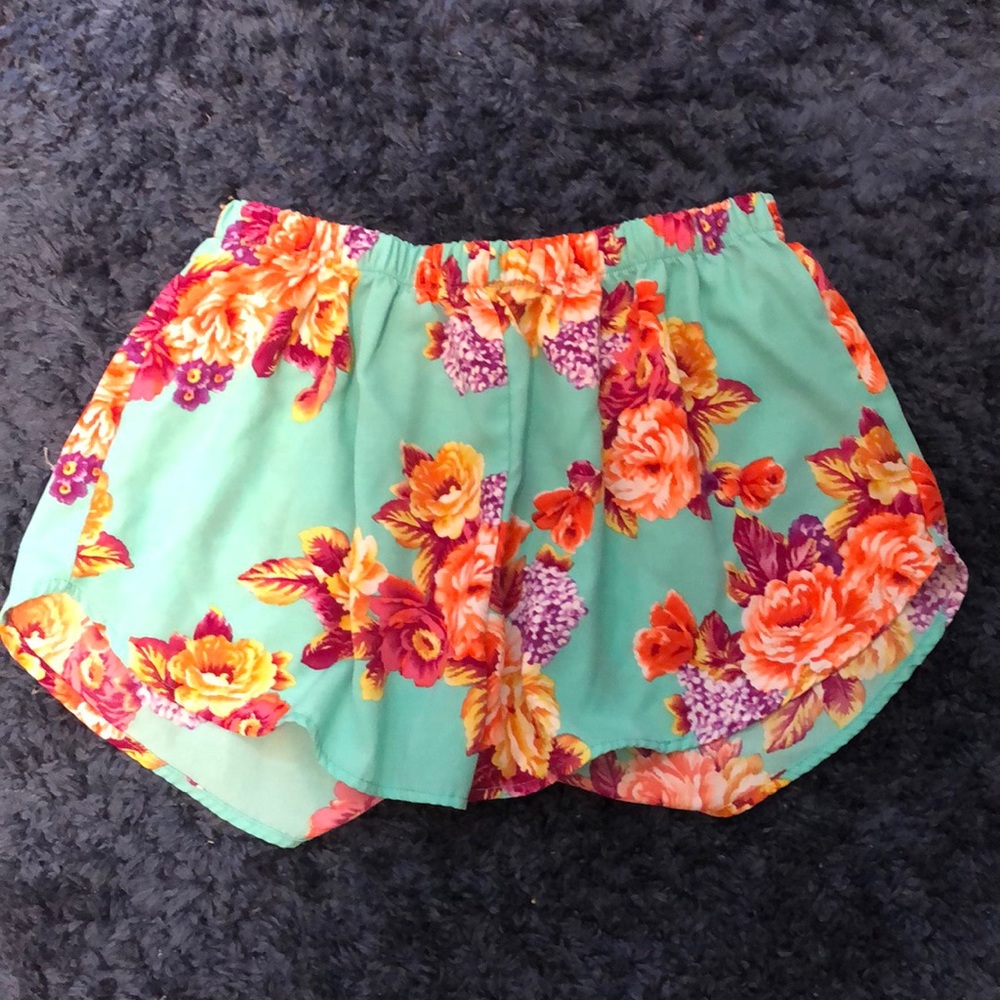 Sea-foam Floral Summer/ Spring Shorts